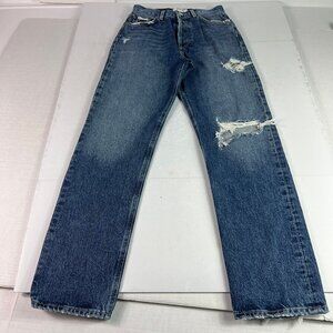 AGOLDE Jeans Women's 25x28* 90s Pinch High Rise Straight Ankle Blue Denim Tag 24